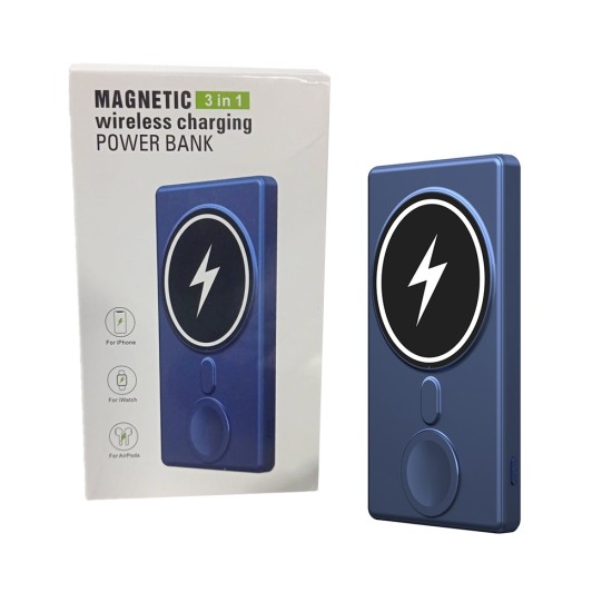 MINI WIRELESS MAGNETIC 3 IN 1 POWER BANK N66 FOR IPHONE/AIRPODS/SMARTWATCH 5000MAH BLUE MINI WIRELESS MAGNETIC 3 IN 1 POWER BANK N66 FOR IPHONE/AIRPODS/SMARTWATCH 5000MAH BLUE